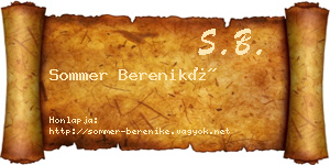 Sommer Bereniké névjegykártya